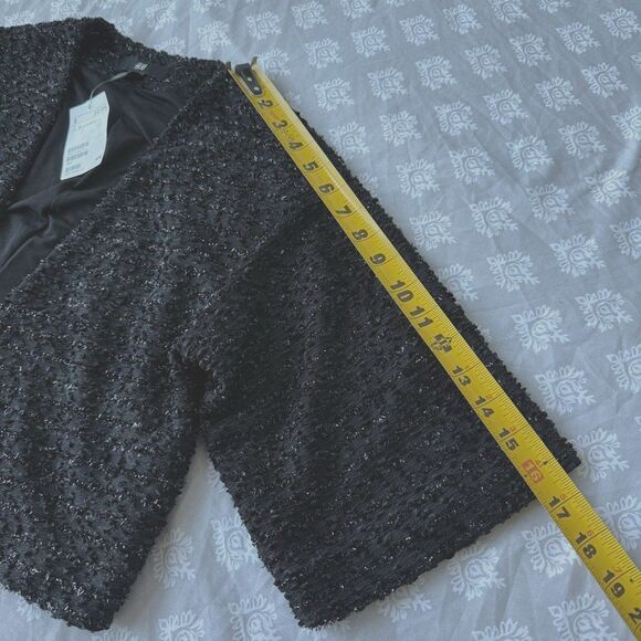 H&M Cropped Black Sparkly Jacket Cocktail Party Formal 3/4 Sleeves Sz 2 NWT - Picture 4 of 8